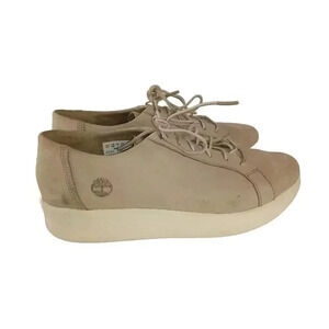Timberland Womens Berlin Park Oxford Shoes Beige Leather Lace Up Round Toe 10
